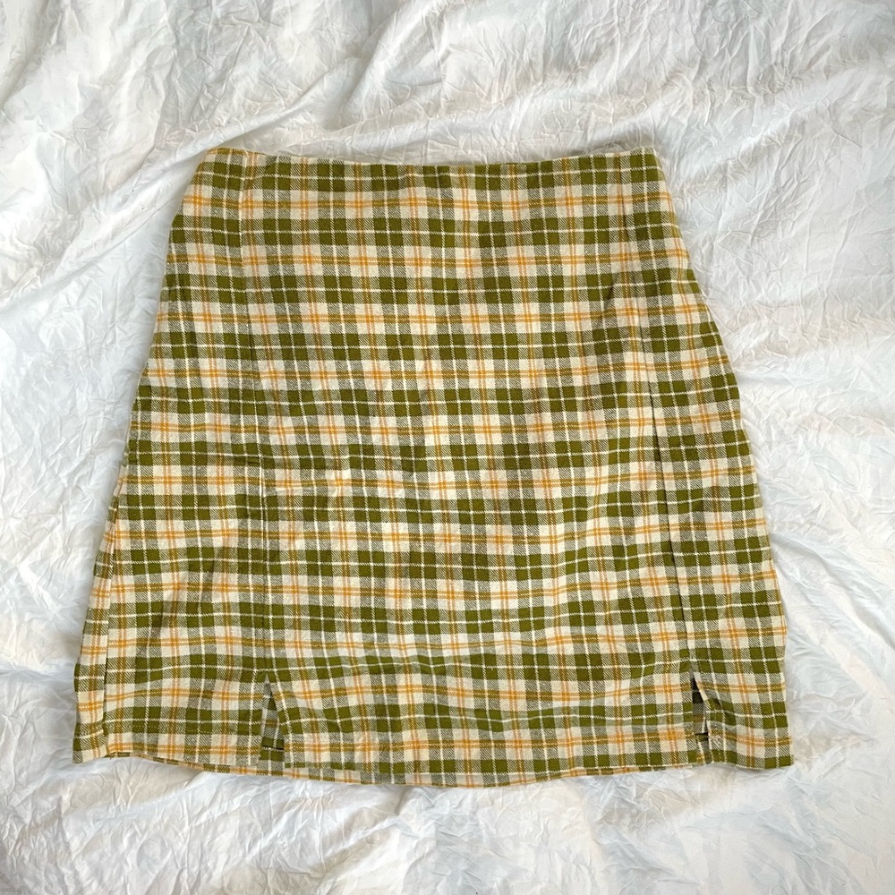 Brandy Melville Plaid Split Hem Mini Skirt